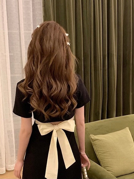 Back Tie Ribbon Polo Dress