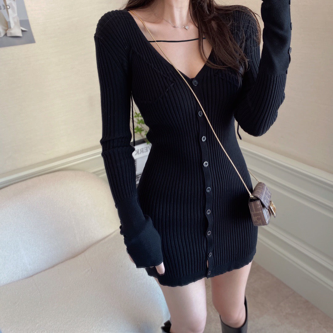 Ribbed Knit Slim Cut Dress