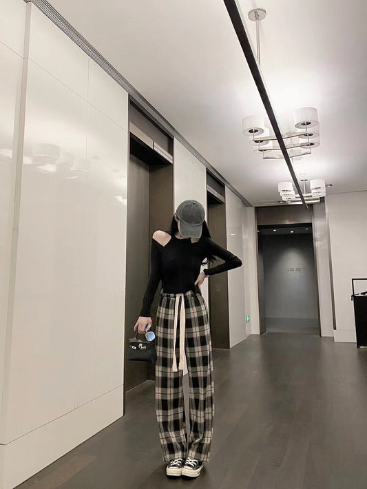 Plaid Wide Leg Pants