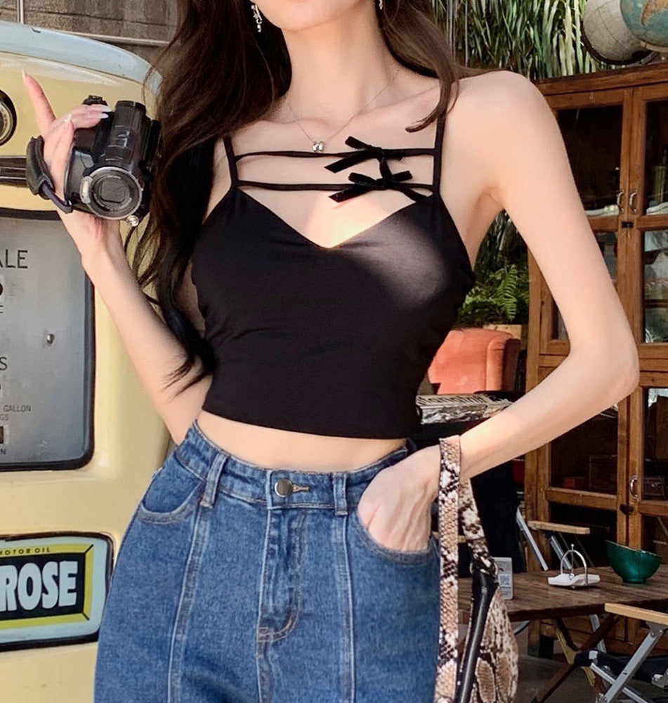 Double Ribbon V-Neck Camisole