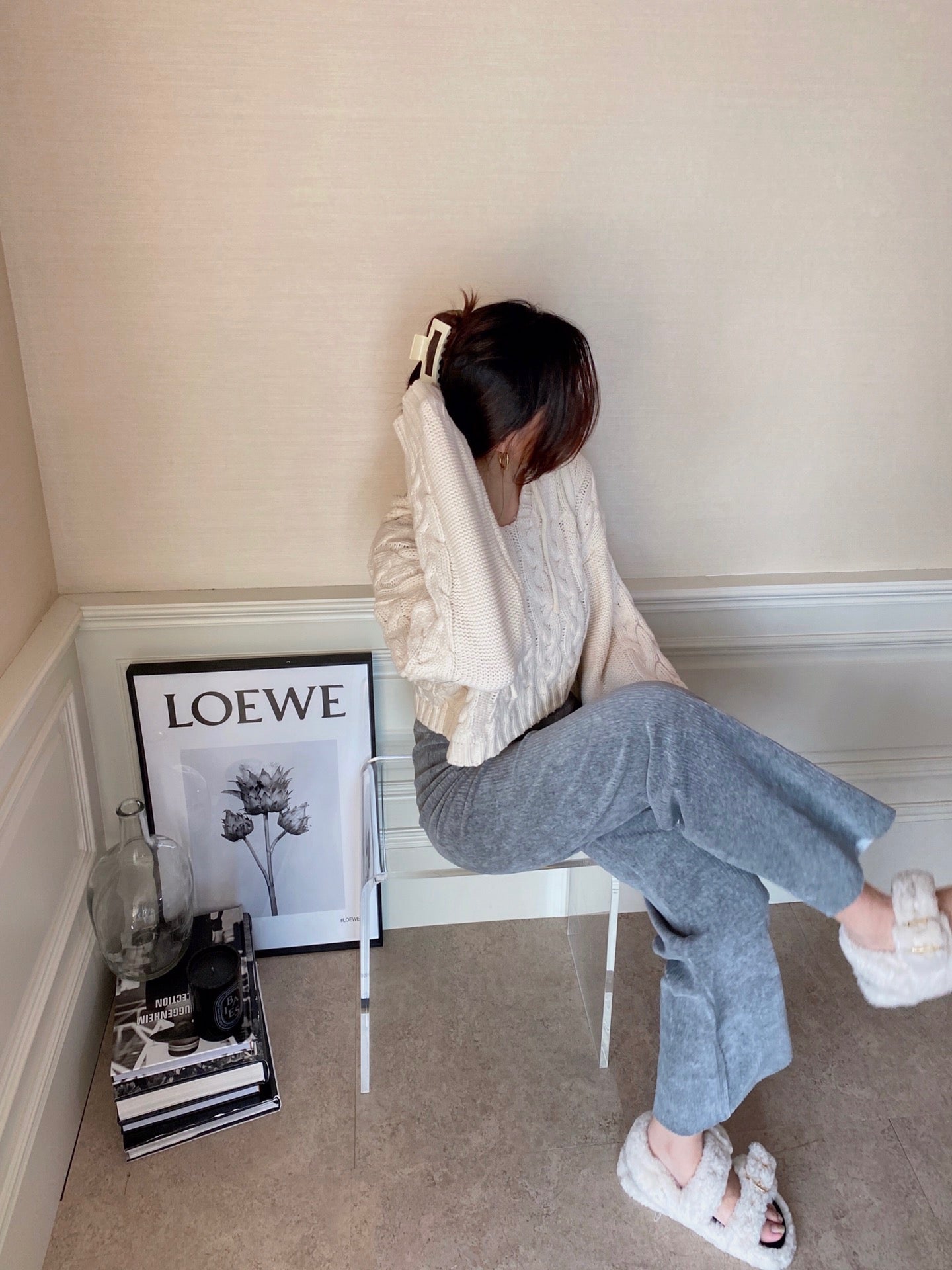 Cable Long Sleeves Short Sweater