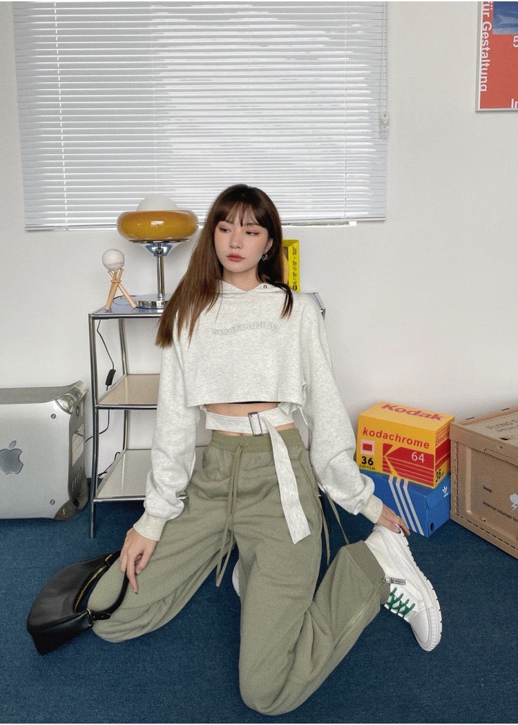 Waist Belt Short Hoodie