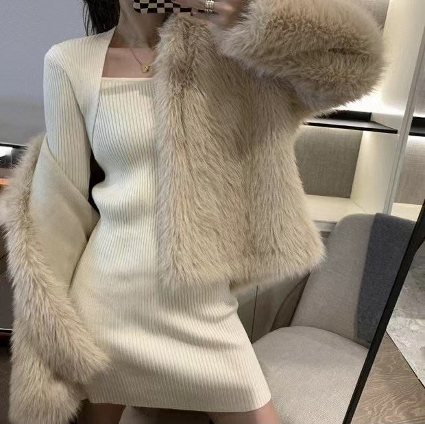 Square Neck Ribbed Knit Dress