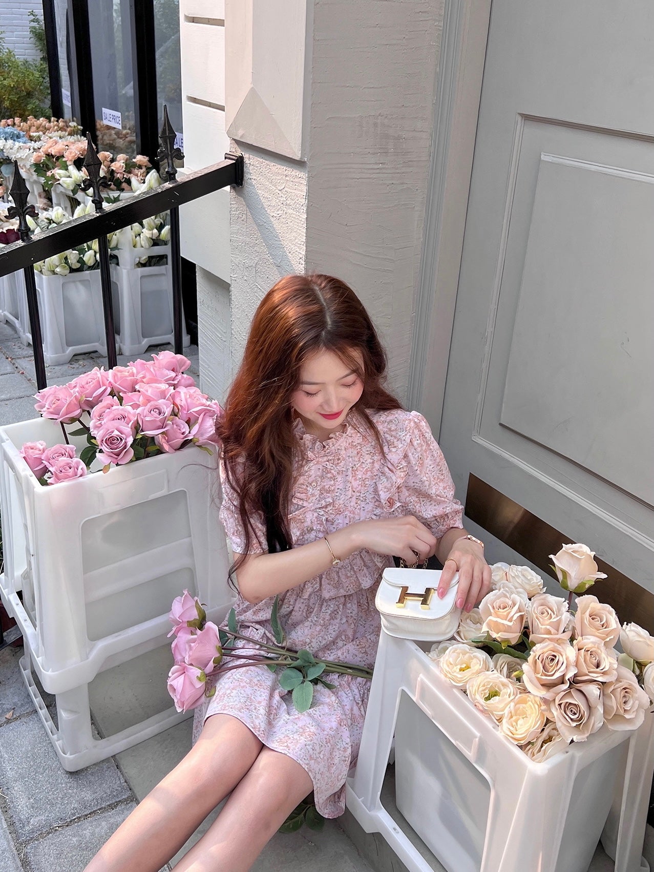 Sakura Ruffle Trim Tiered Dress
