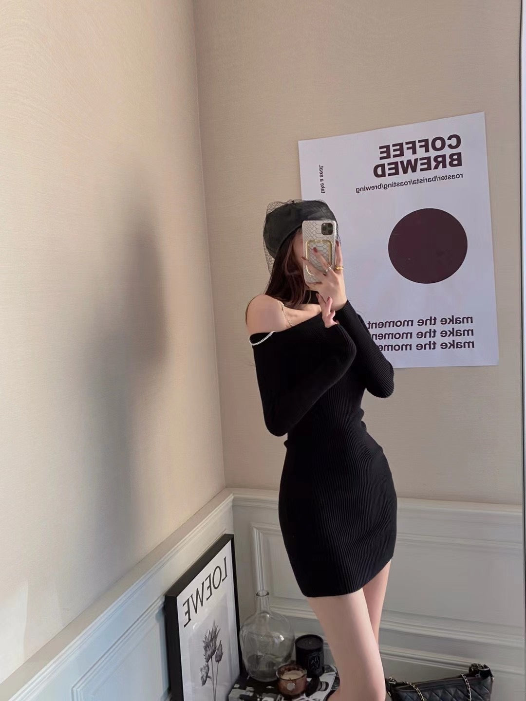 One Shoulder Ribbed Knit Dress