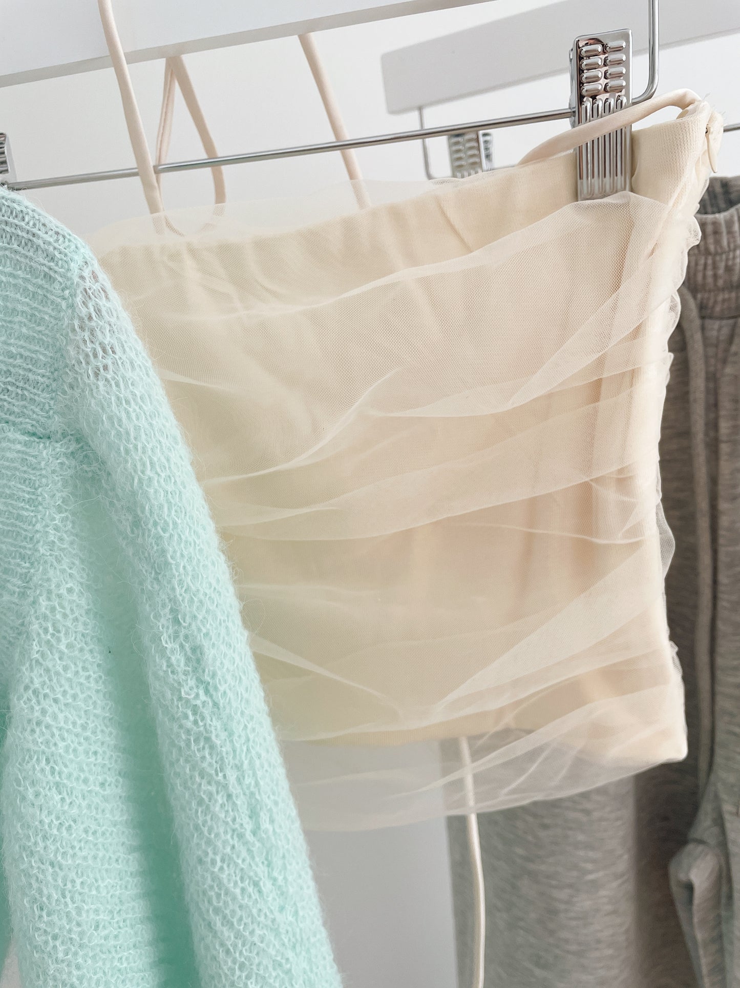 Mesh Chiffon Stretch Tube Top