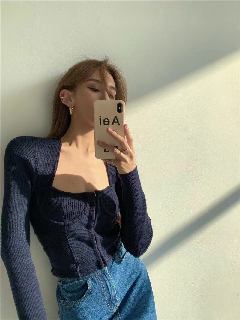 Square Neck Ribbed Bustier