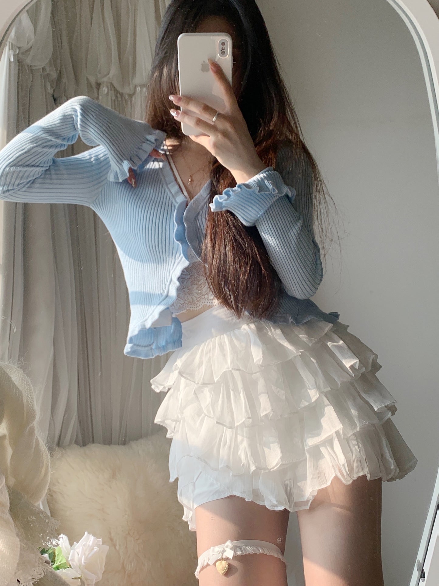 Ribbed Knit Short Cardigan