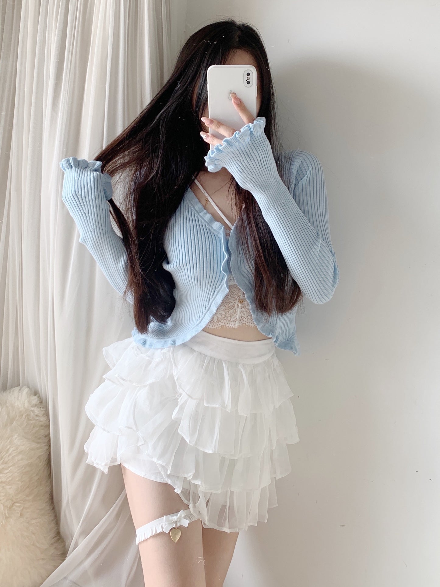 Ribbed Knit Short Cardigan