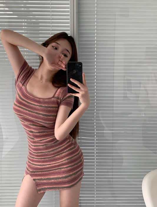 Colourful Striped Knit Dress