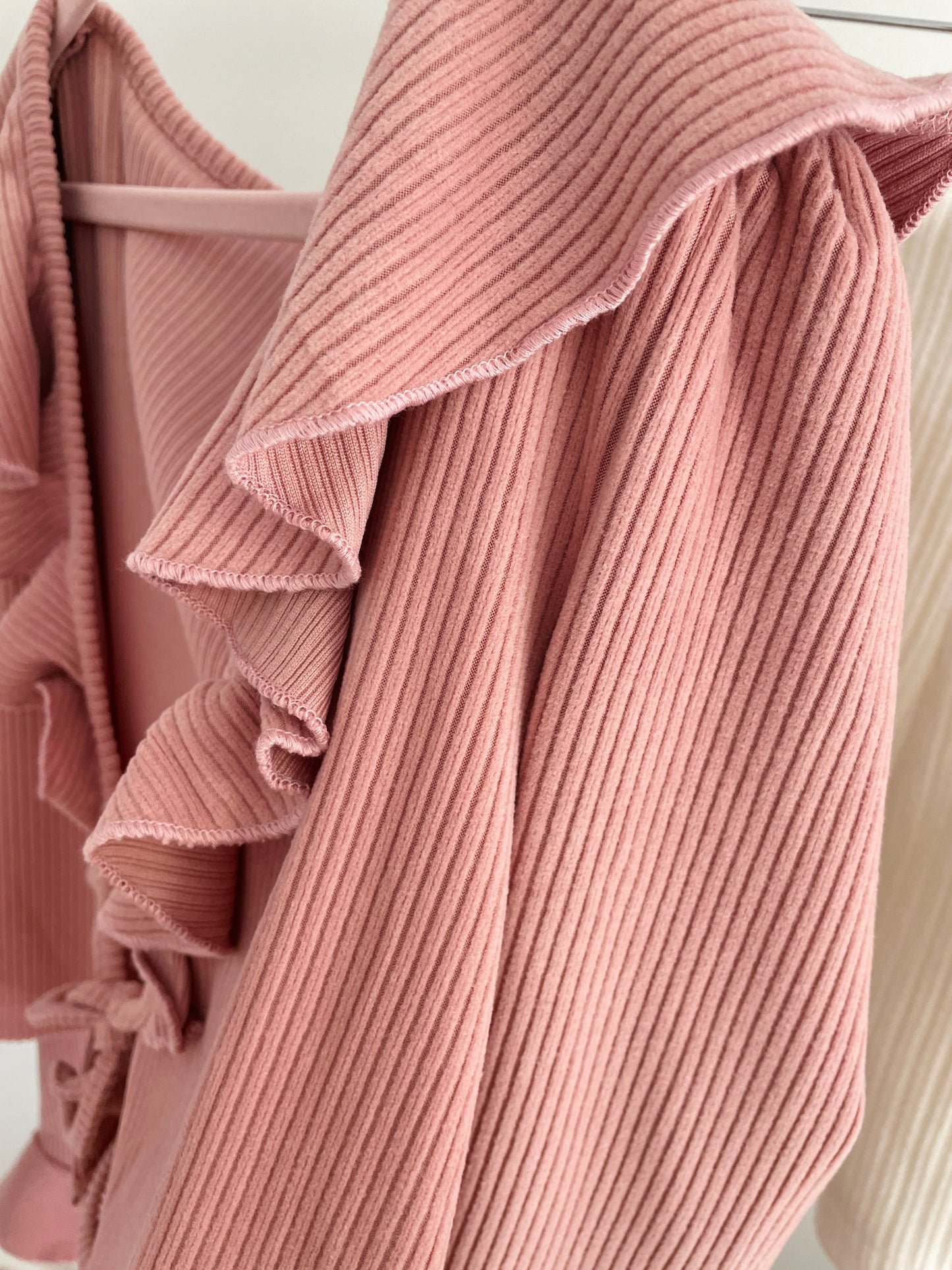 Ruffle Tie Knit Cardigan