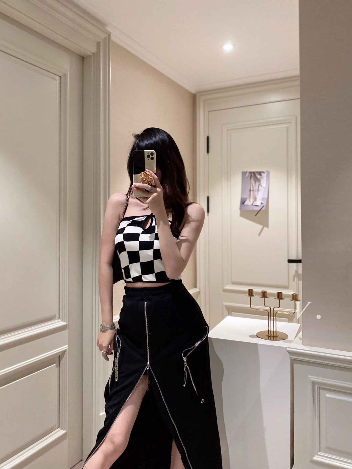 Checker Halter Knit Camisole