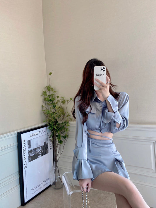 Silk Blouse Skirt Set