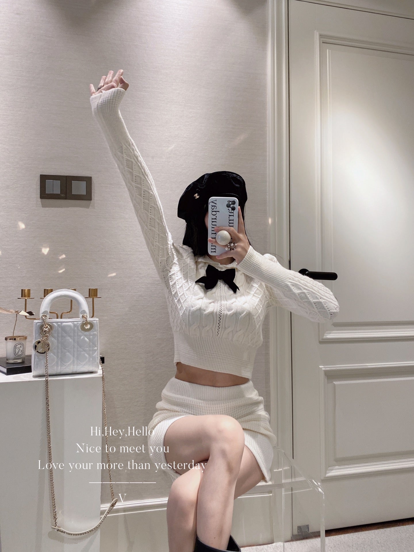 Ribbon Cable Sweater with Skirt Set