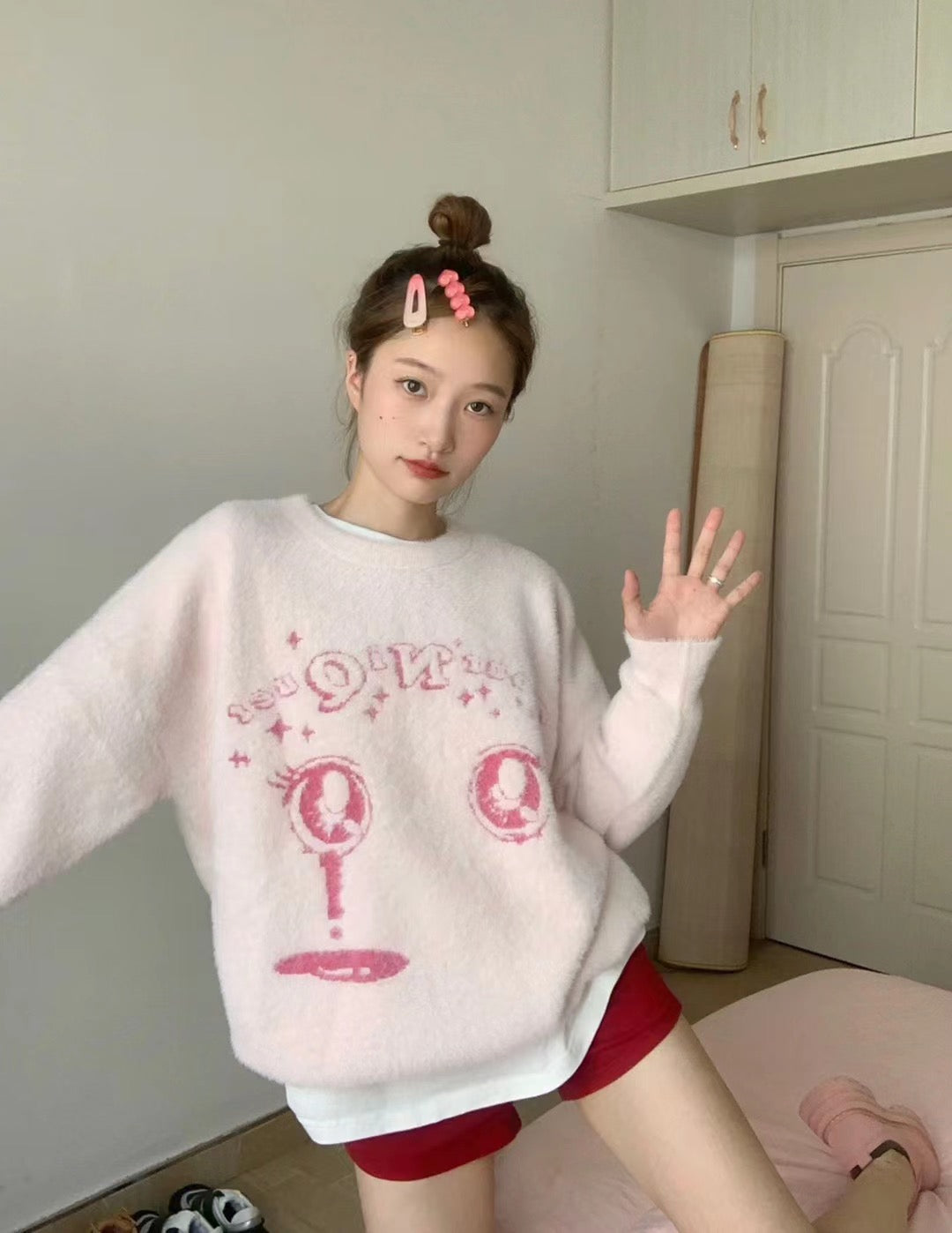 Faux Mink Comic Girl Sweater
