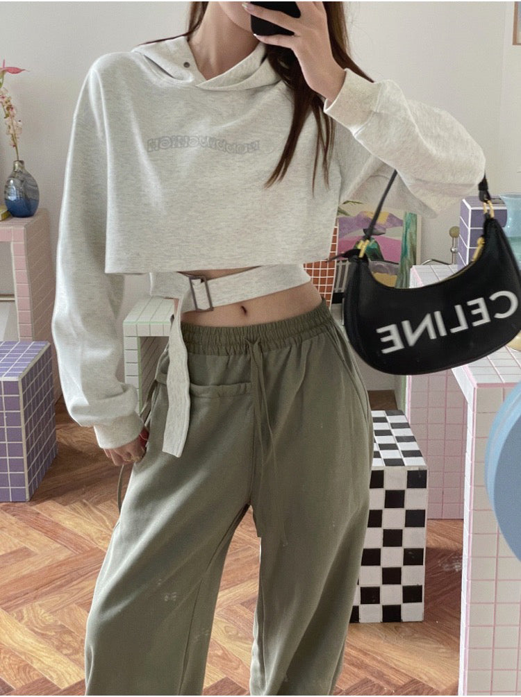 Waist Belt Short Hoodie