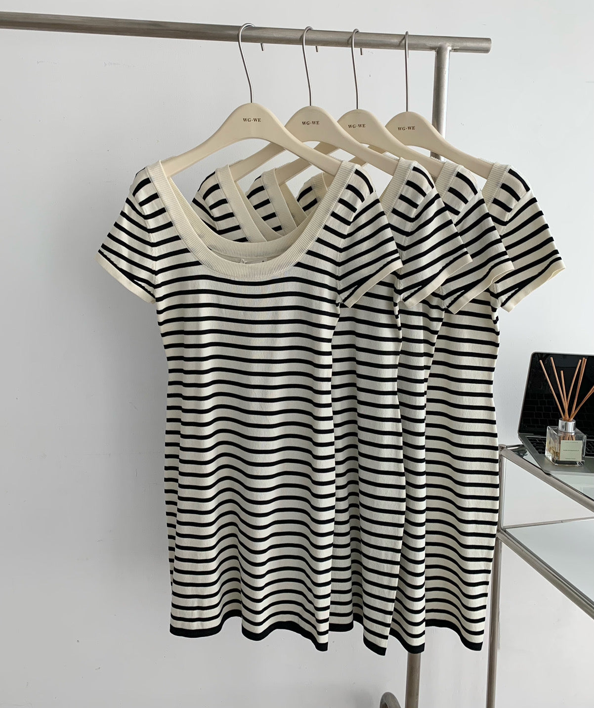 Striped Knit Basic Dress