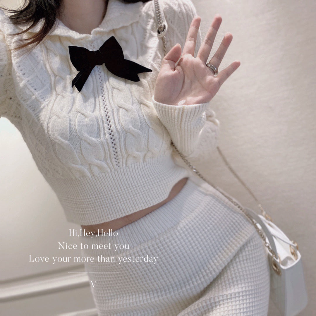 Ribbon Cable Sweater with Skirt Set