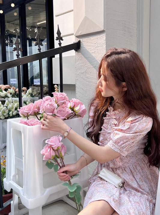 Sakura Ruffle Trim Tiered Dress