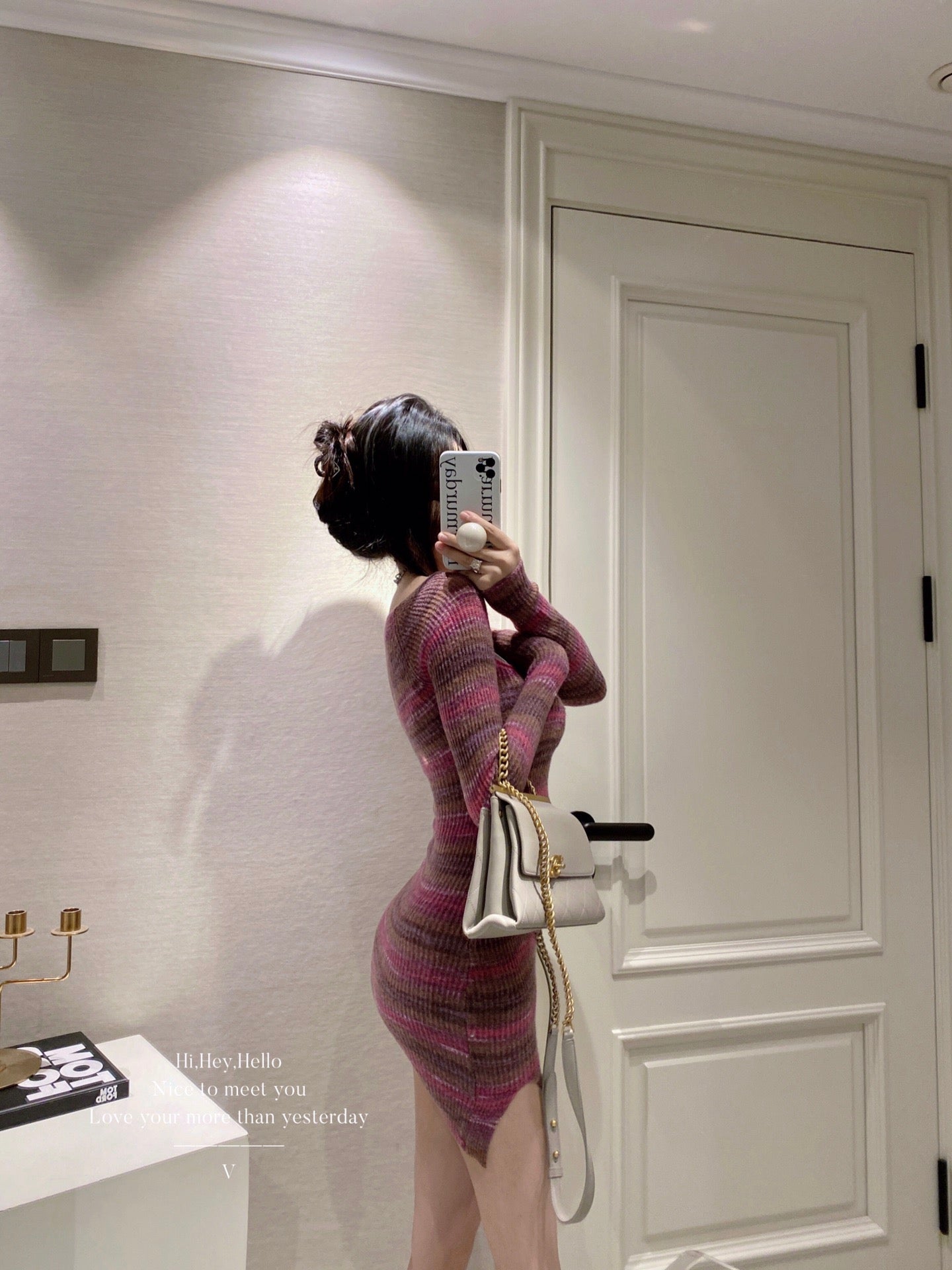 Raspberry Rainbow Knit Bodycon Dress