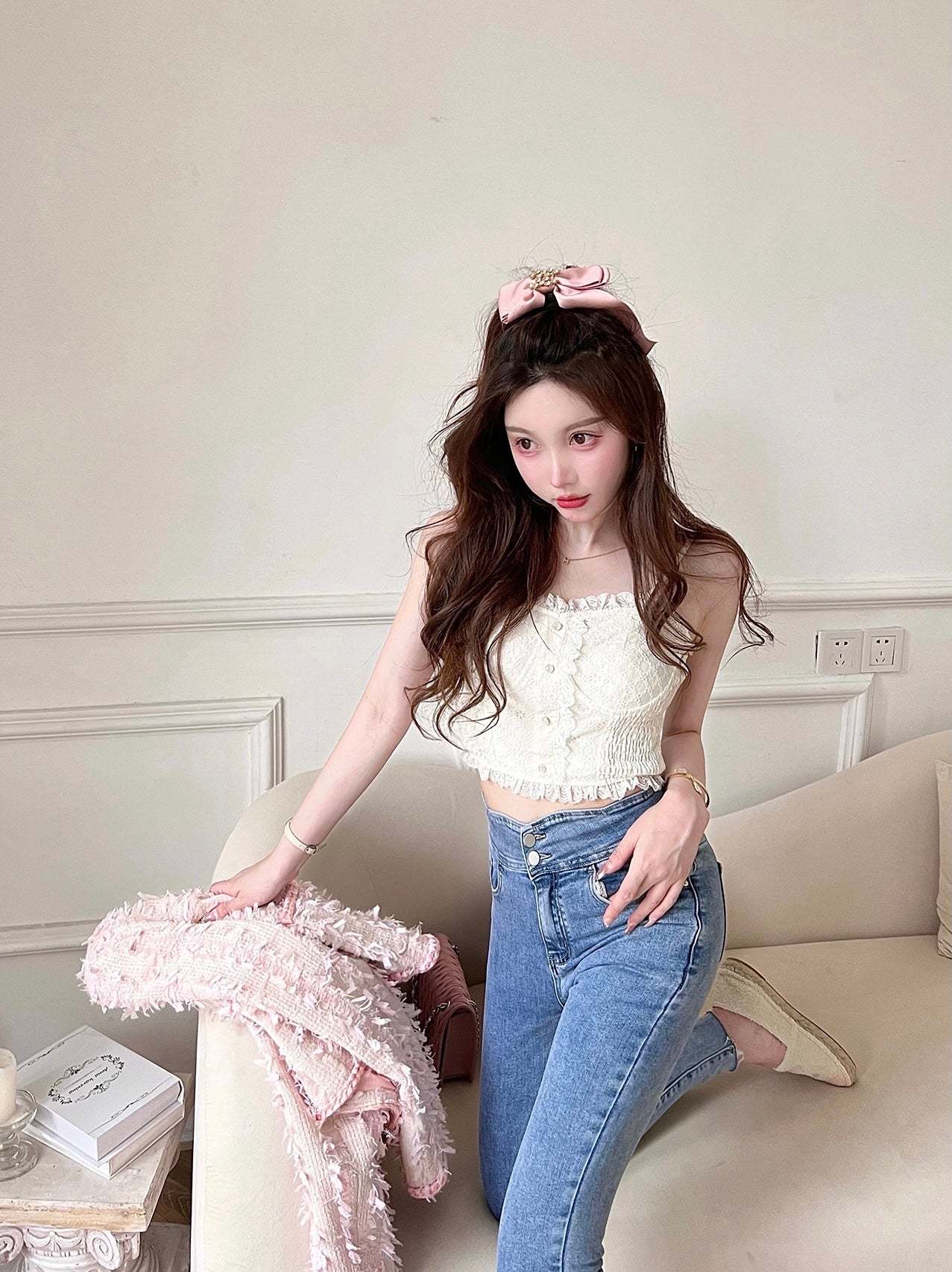 Lace Back Smocking Camisole