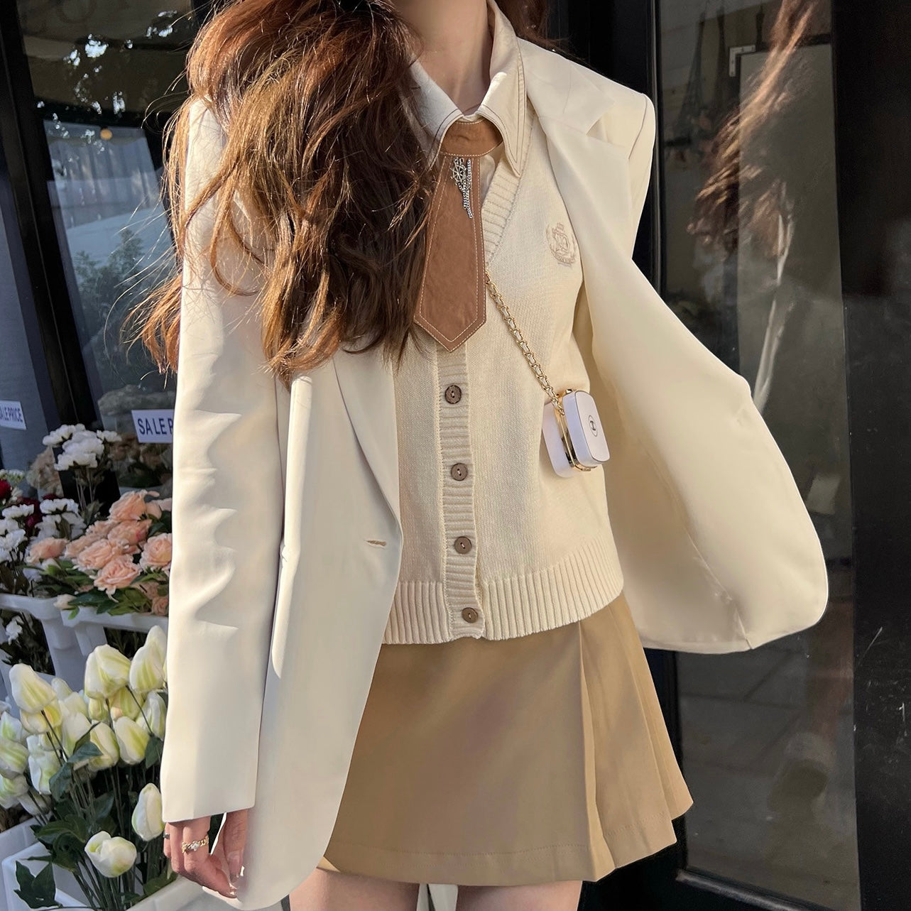 Preppy Half Pleated Skirt