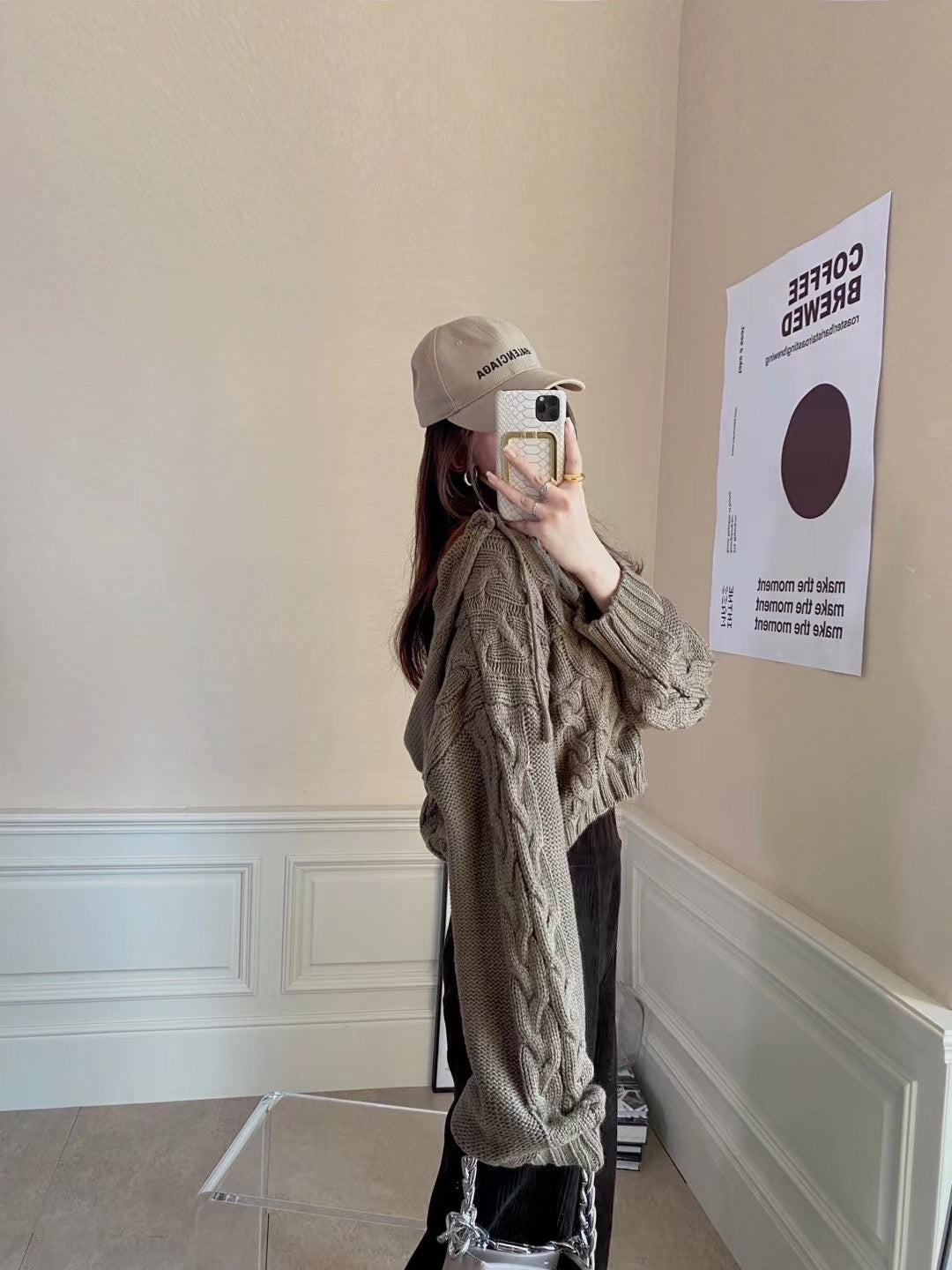 Cable Long Sleeves Short Sweater