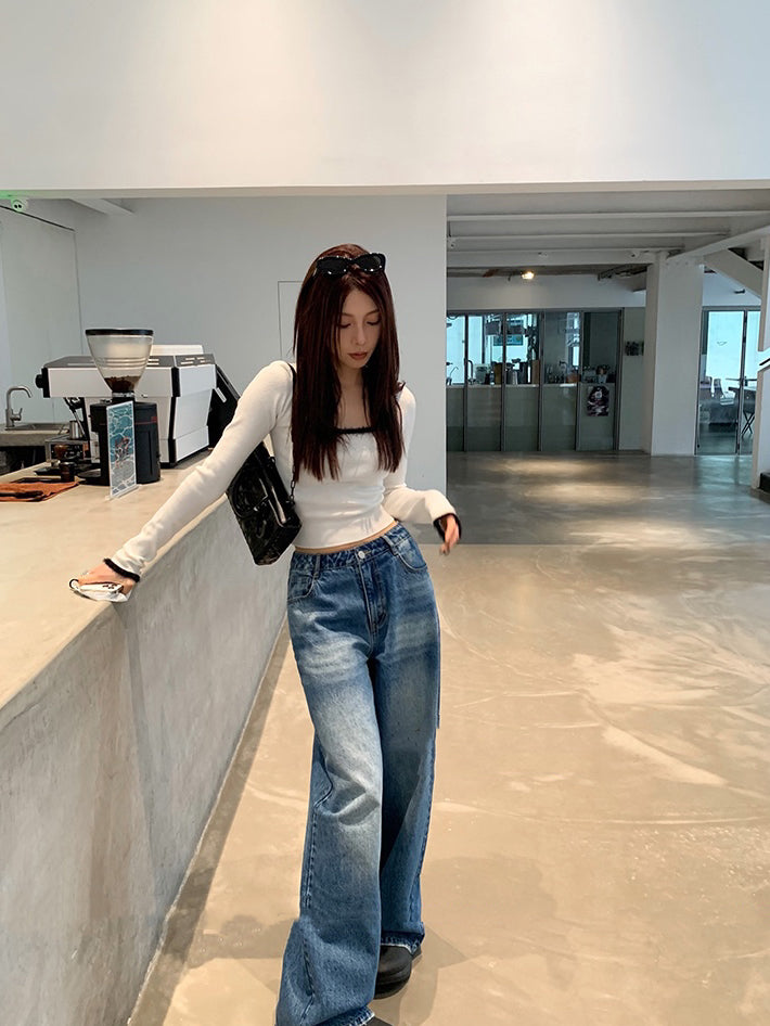 Square Neck Ribbed Top