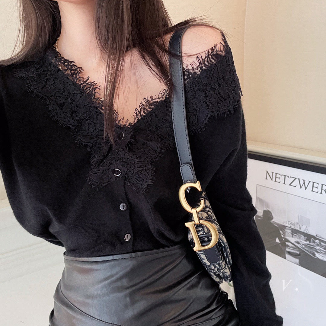 Lace Trim Soft Knit Top