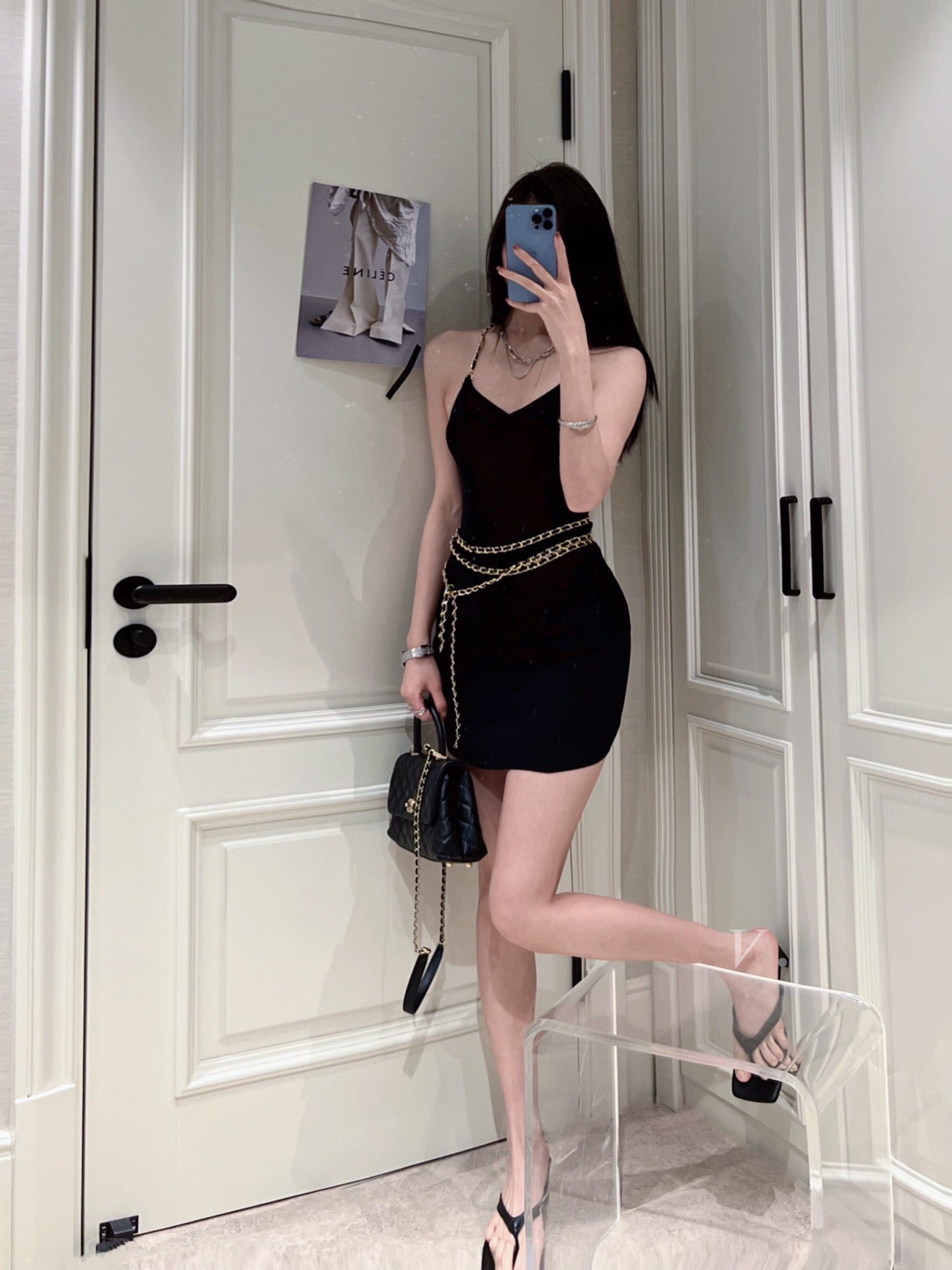 Gold Chains Halter Neck Dress