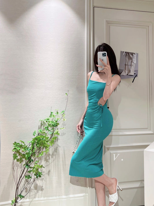 Sexy Hollow Ribbed Midi Dress