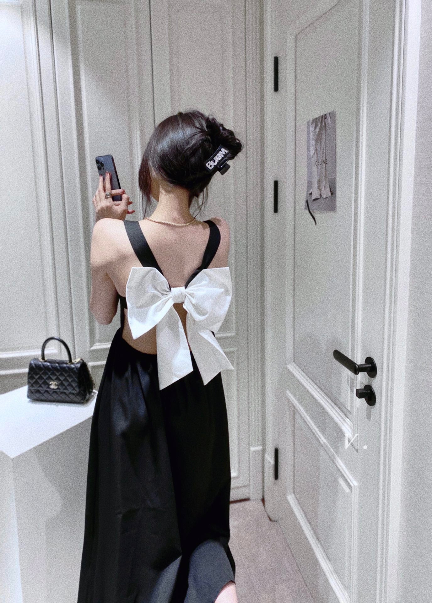 Back Large Ribbon Midi Dress