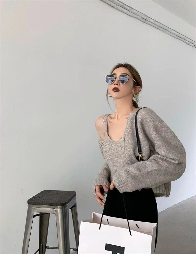 Knit Cardigan 2 Pieces Set