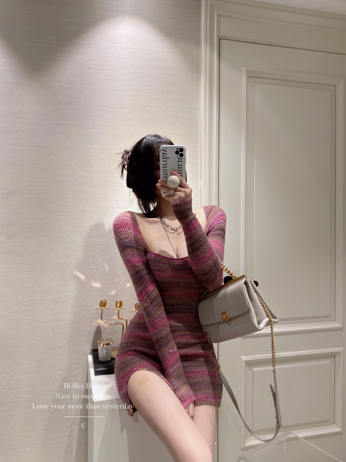 Raspberry Rainbow Knit Bodycon Dress