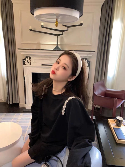 Rhinestone Shoulders Sweatshirt