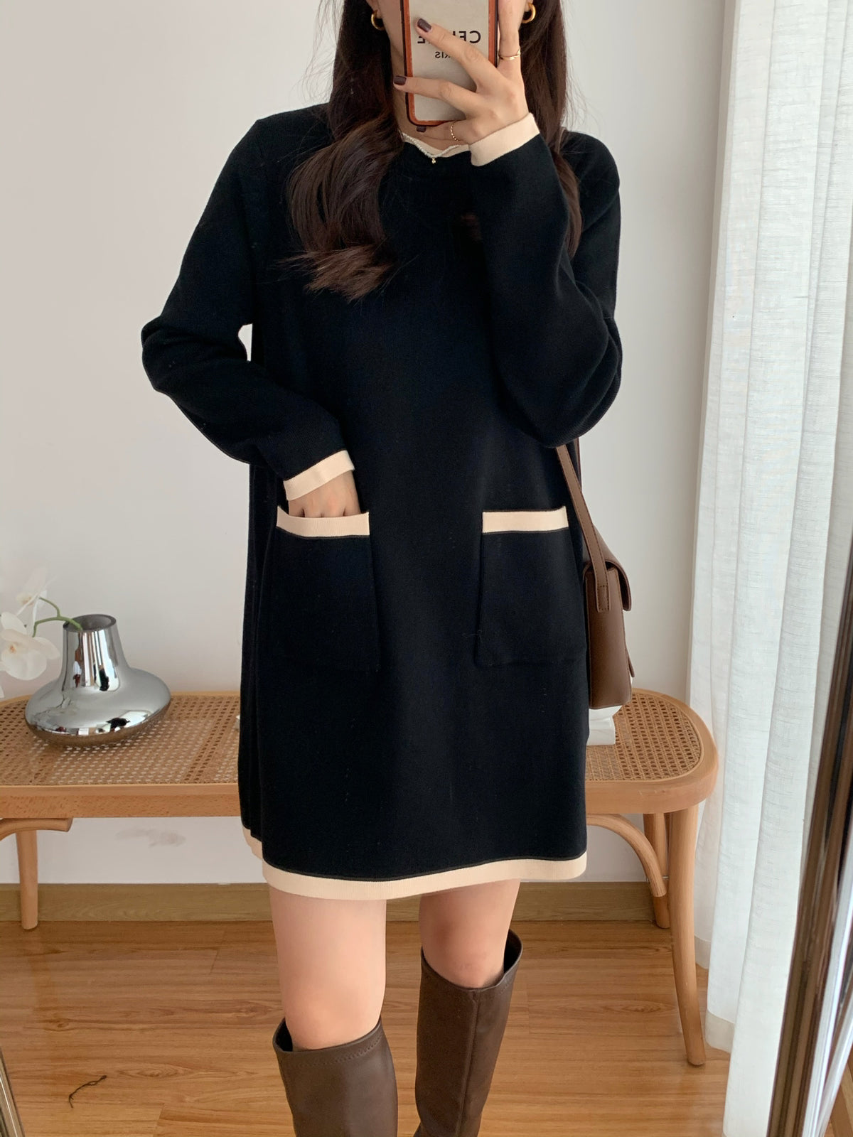 Two Pockets Knit Dress