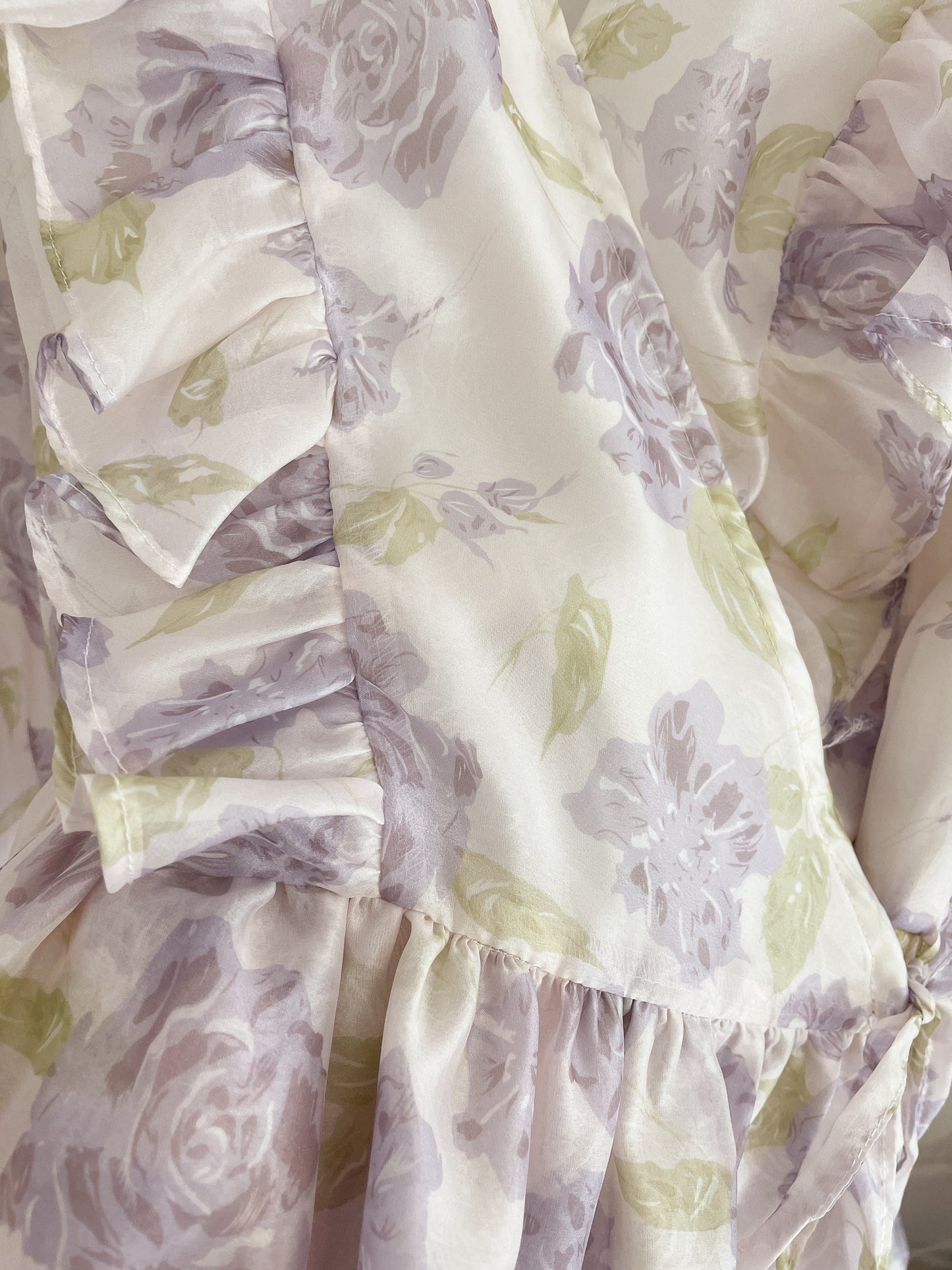 Floral Lantern Sleeves Chiffon Top