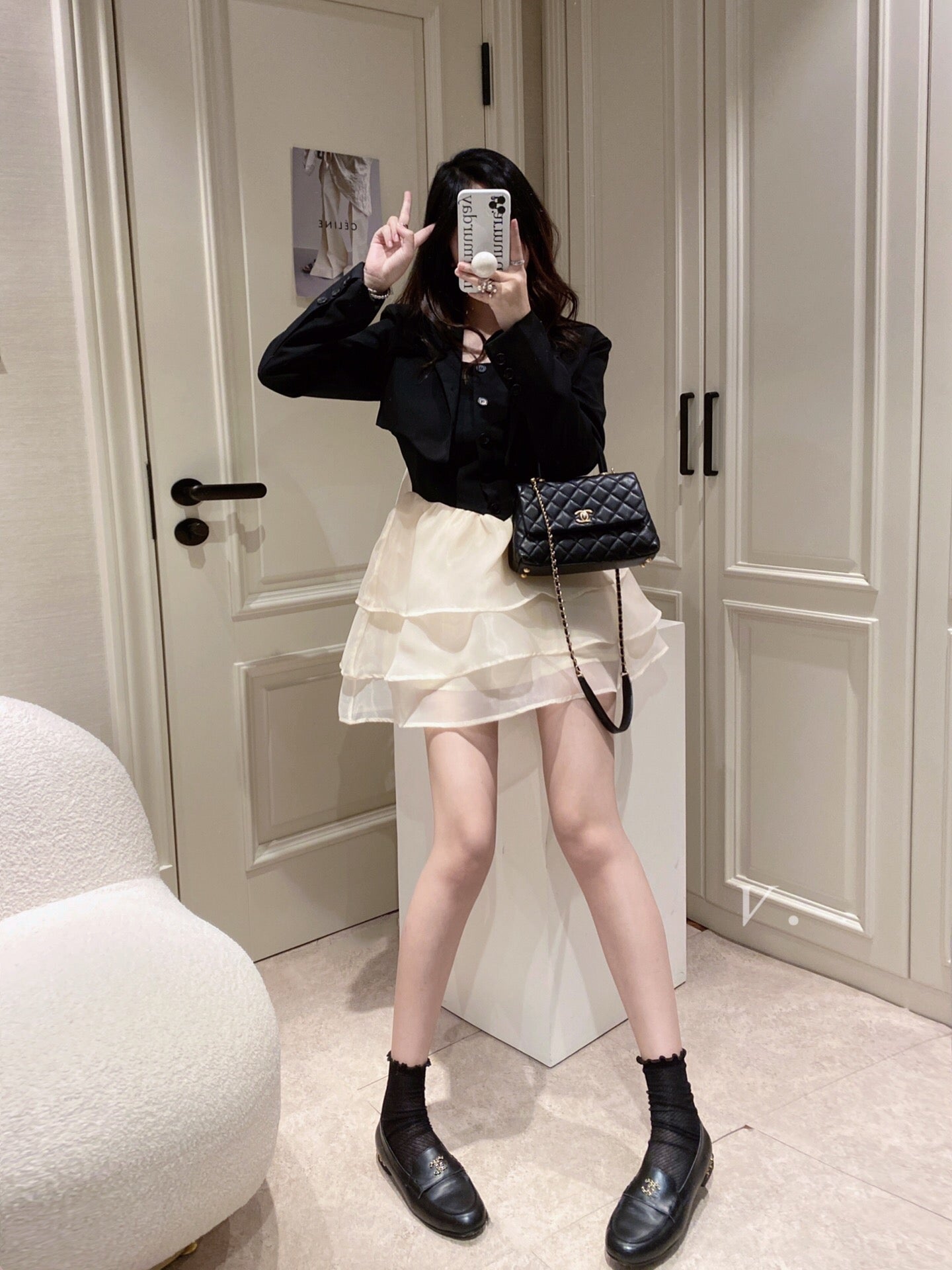 Layered Bubble Dress Cropped Blazer Set