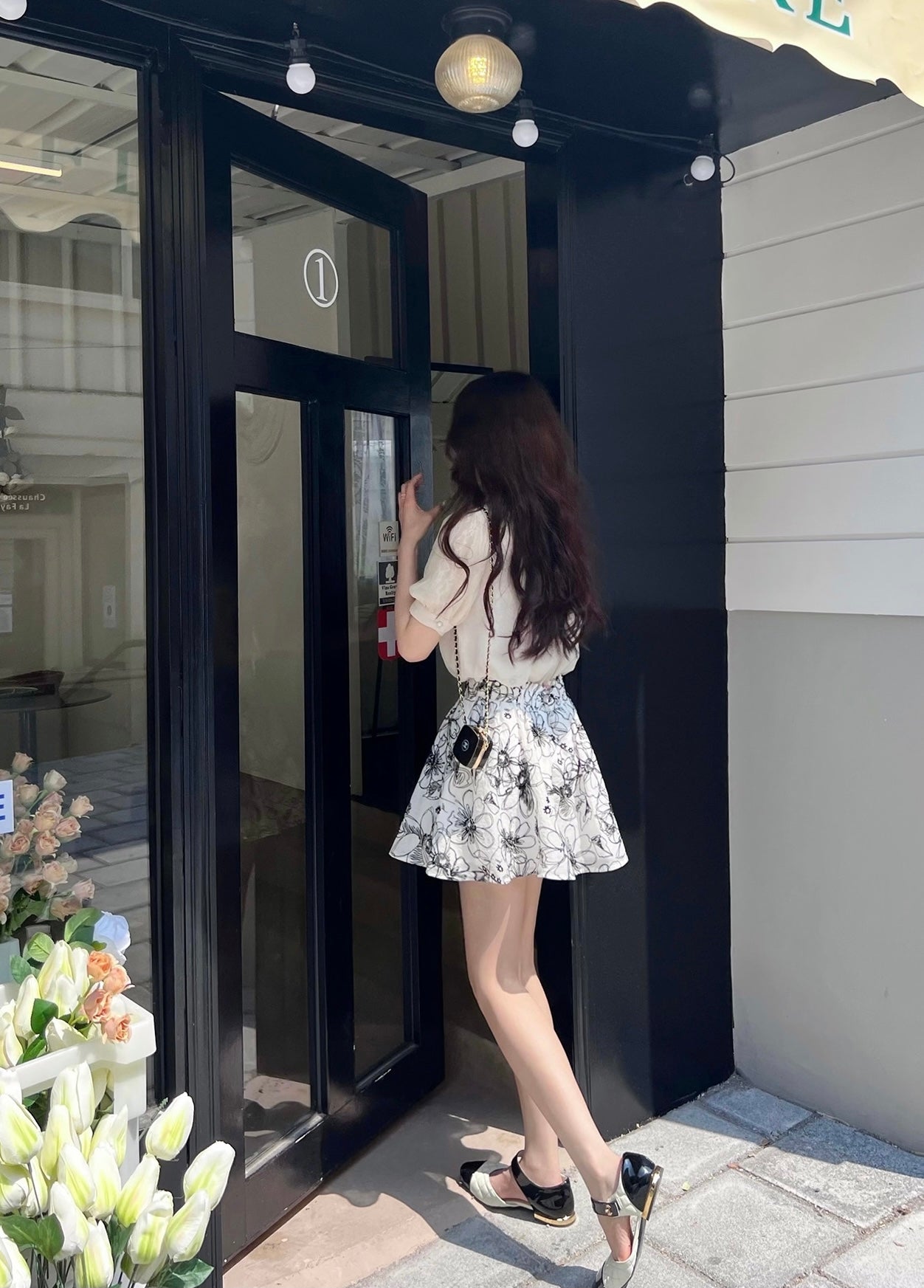 Line Art Floral Skort