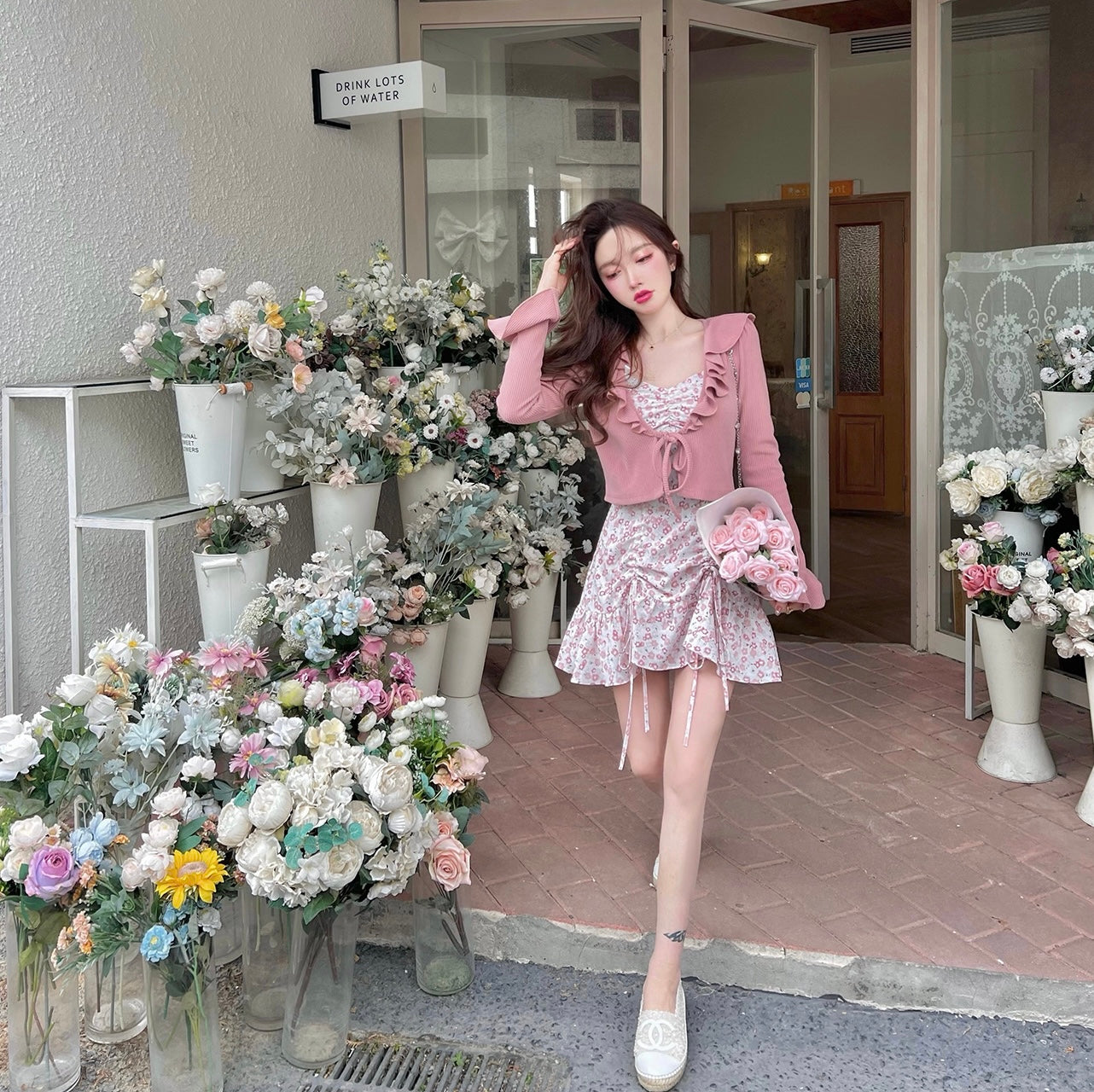 Ruffle Tie Knit Cardigan