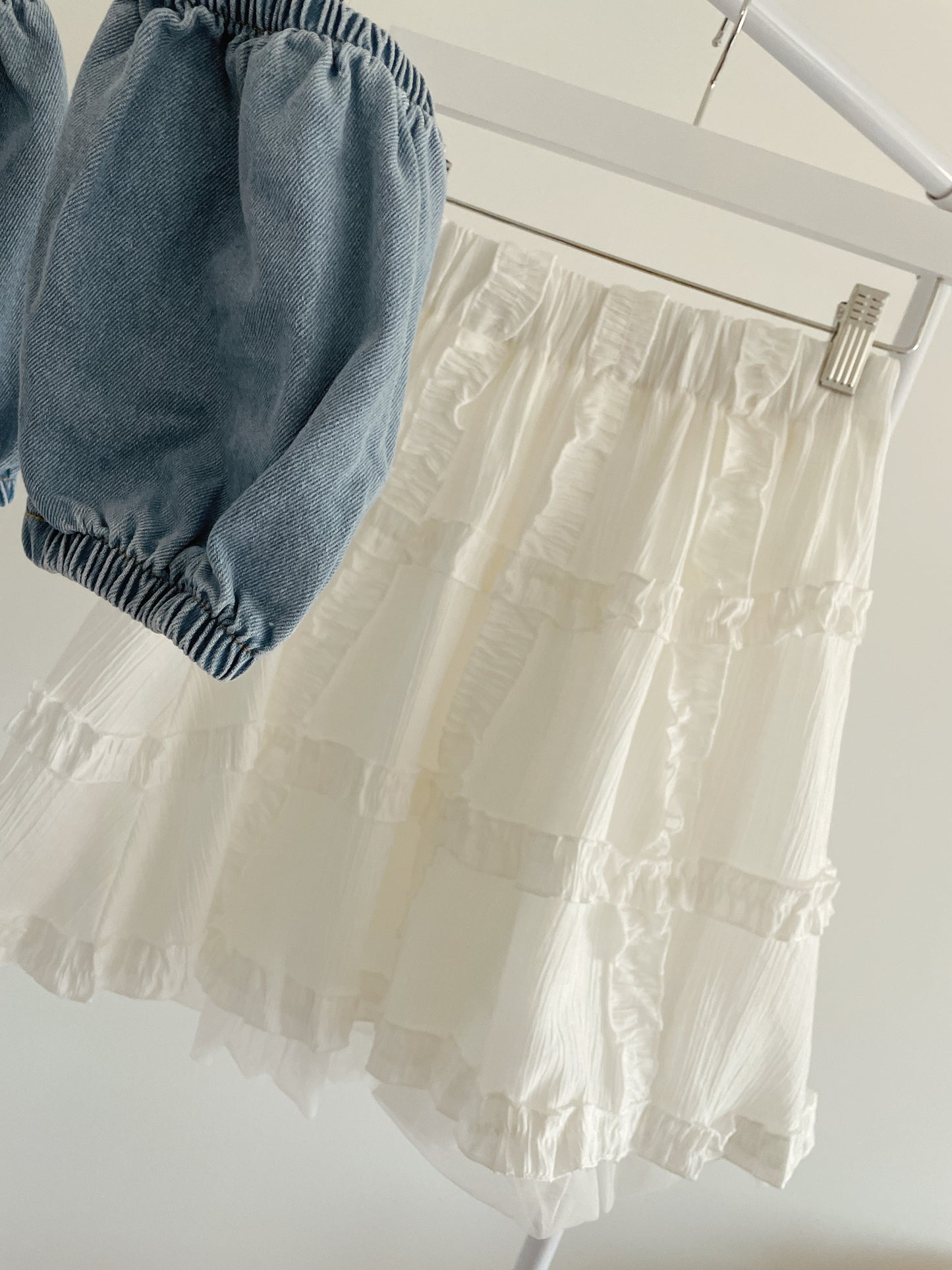 Denim Camisole Tiered Skirt Set