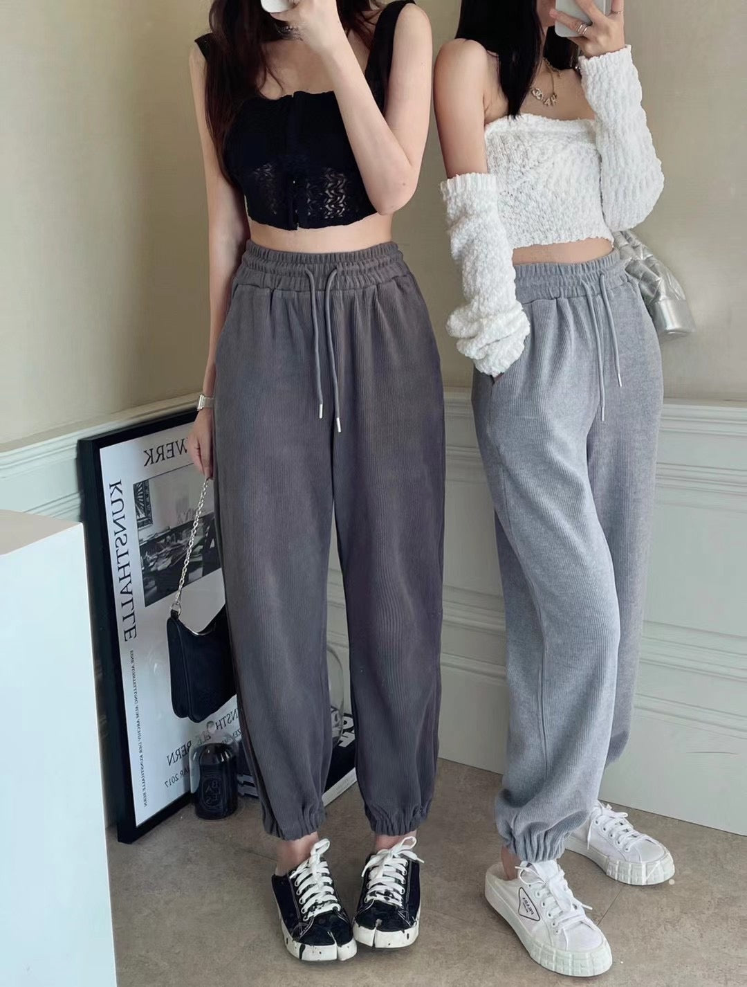 Fleece Lined Ribbed Sweatpants