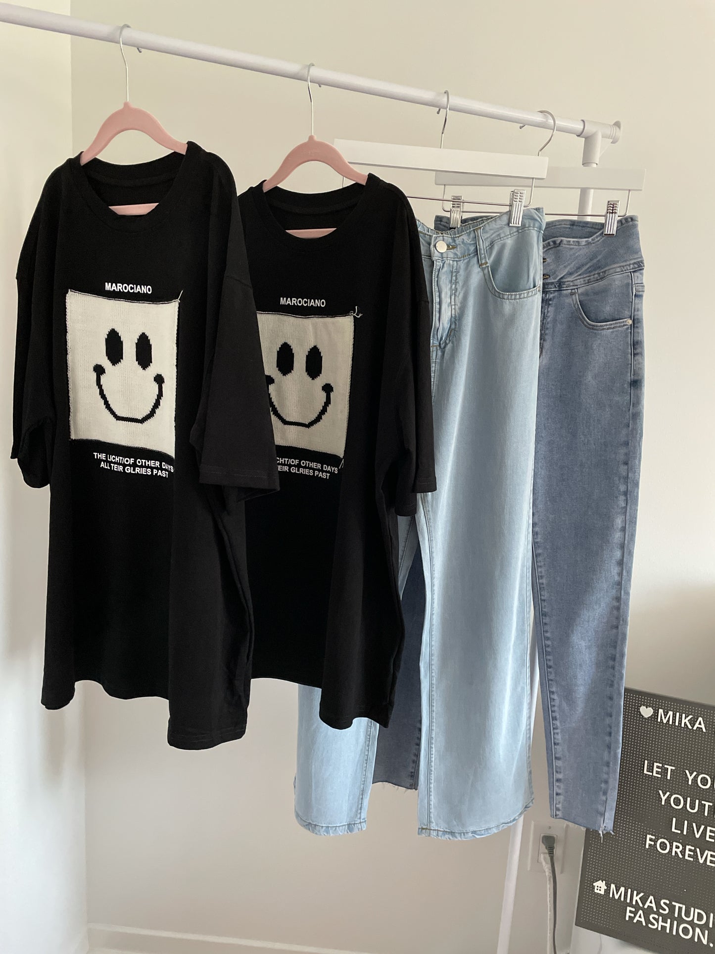 Square Smile Face Oversized Tee