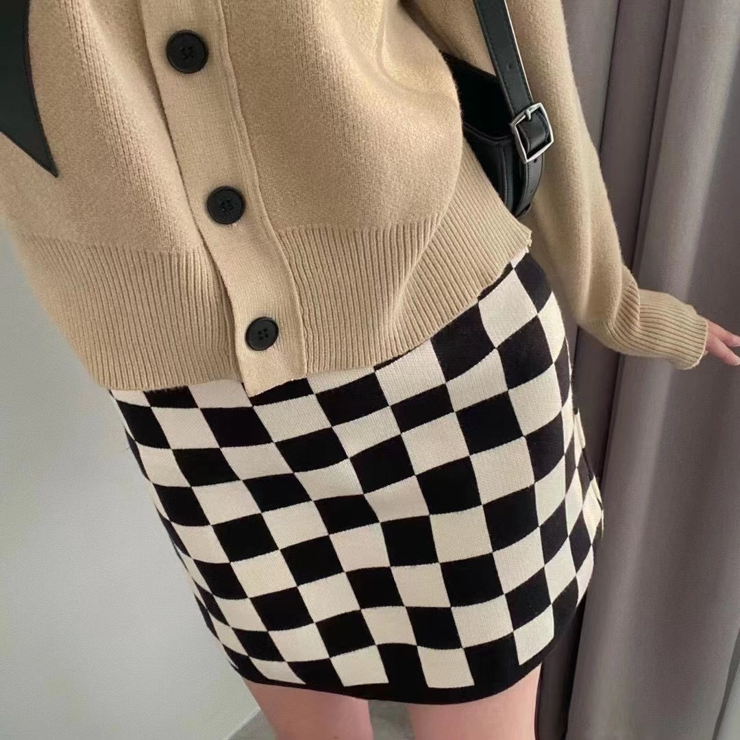 Checkers Knit Skirt