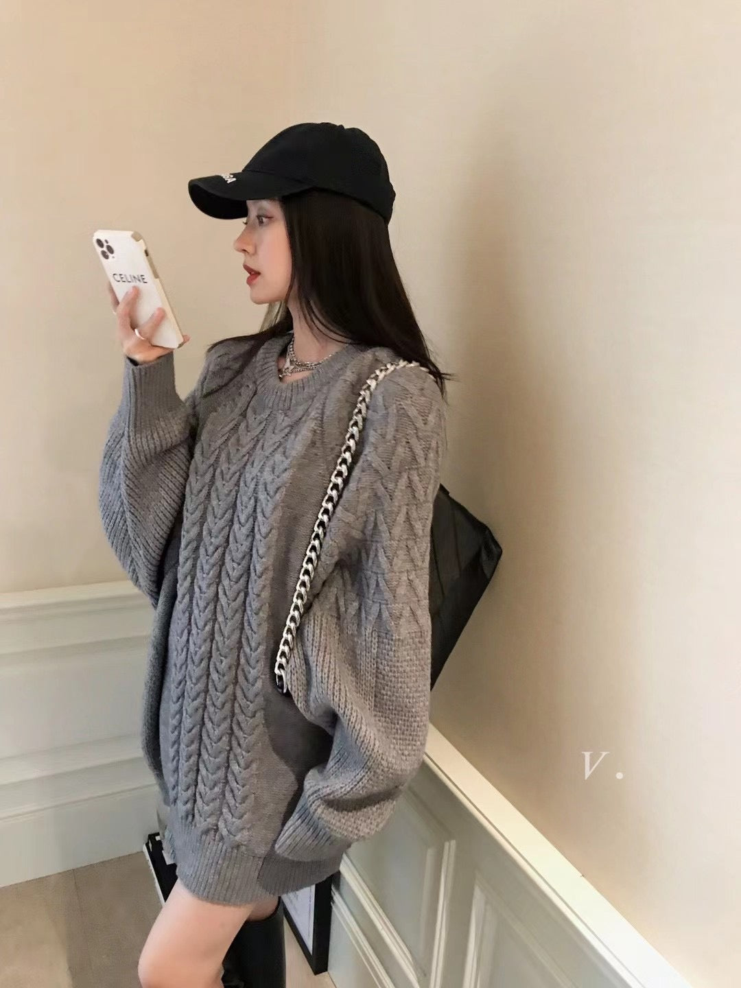 Oversized Cable One-piece Sweater