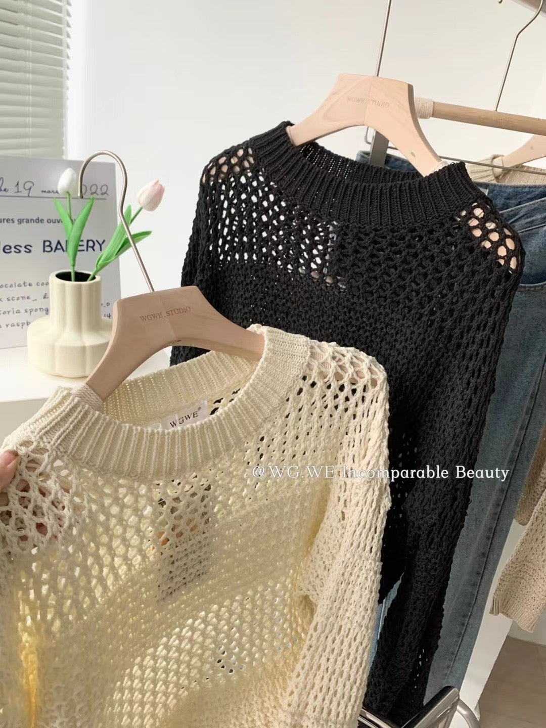 Hollow knit sweater