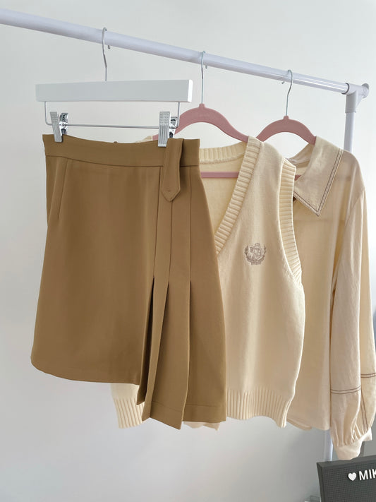 Preppy Half Pleated Skirt