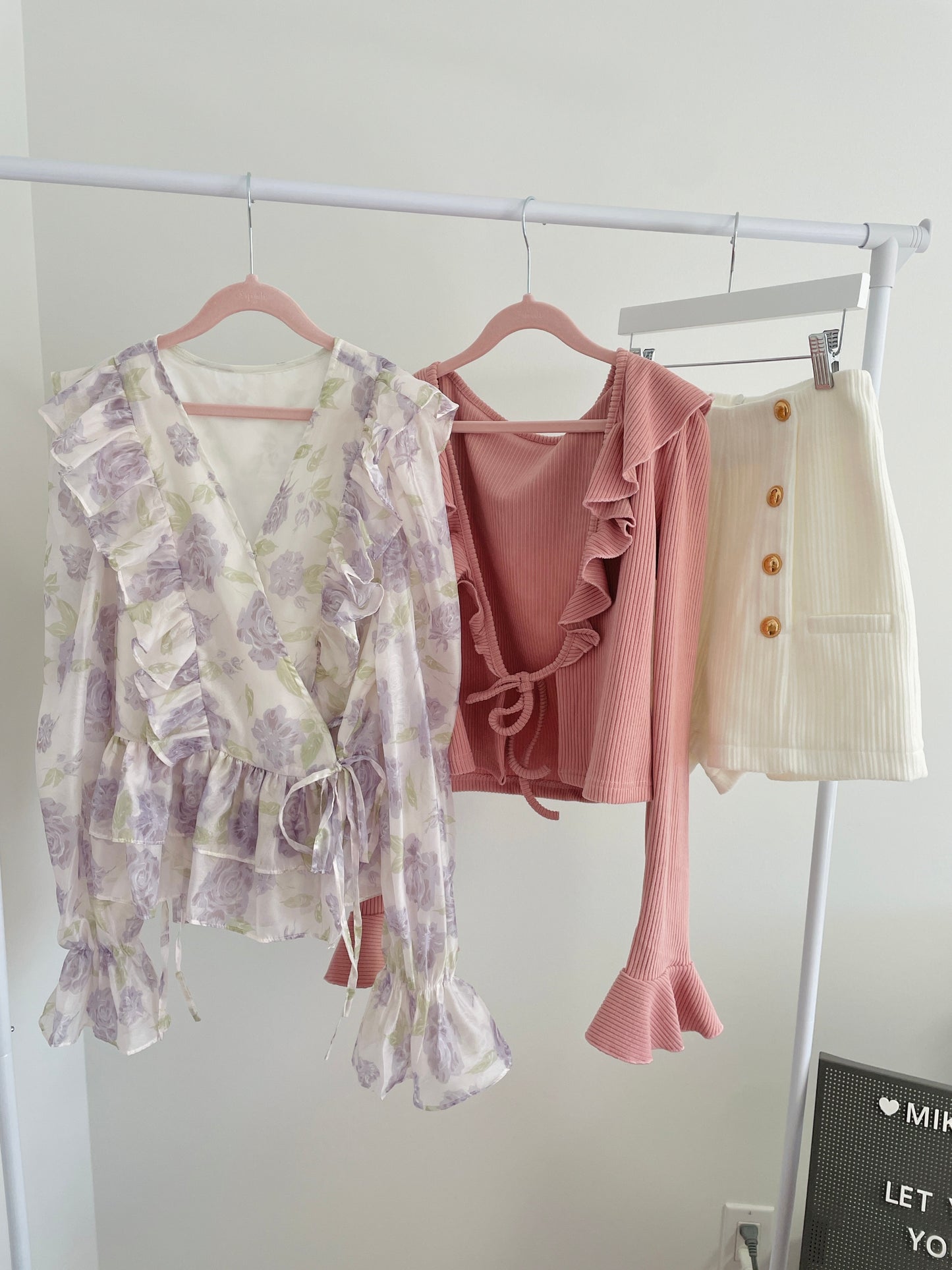 Floral Lantern Sleeves Chiffon Top