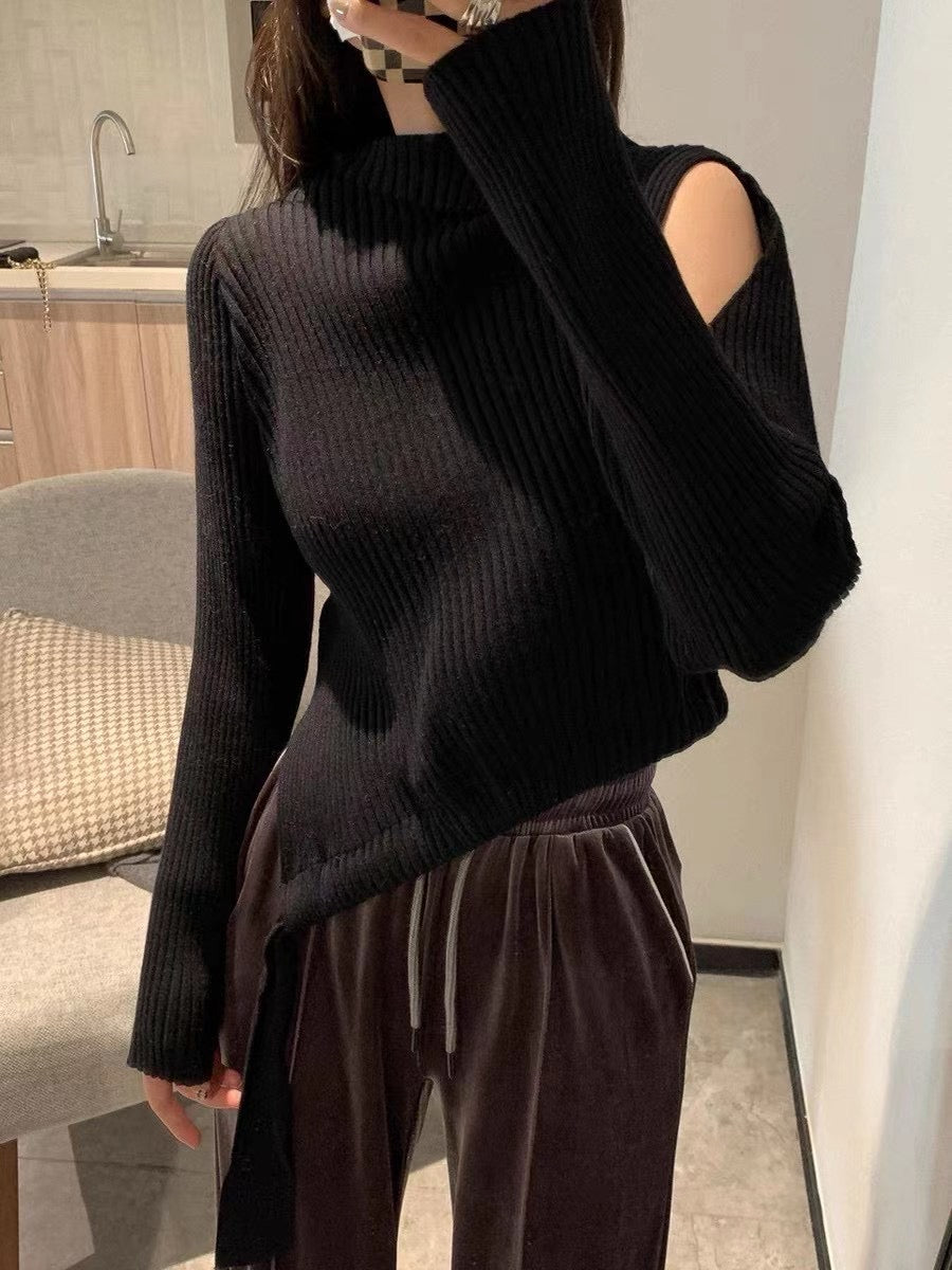 One Shoulder Ribbed Knit Top