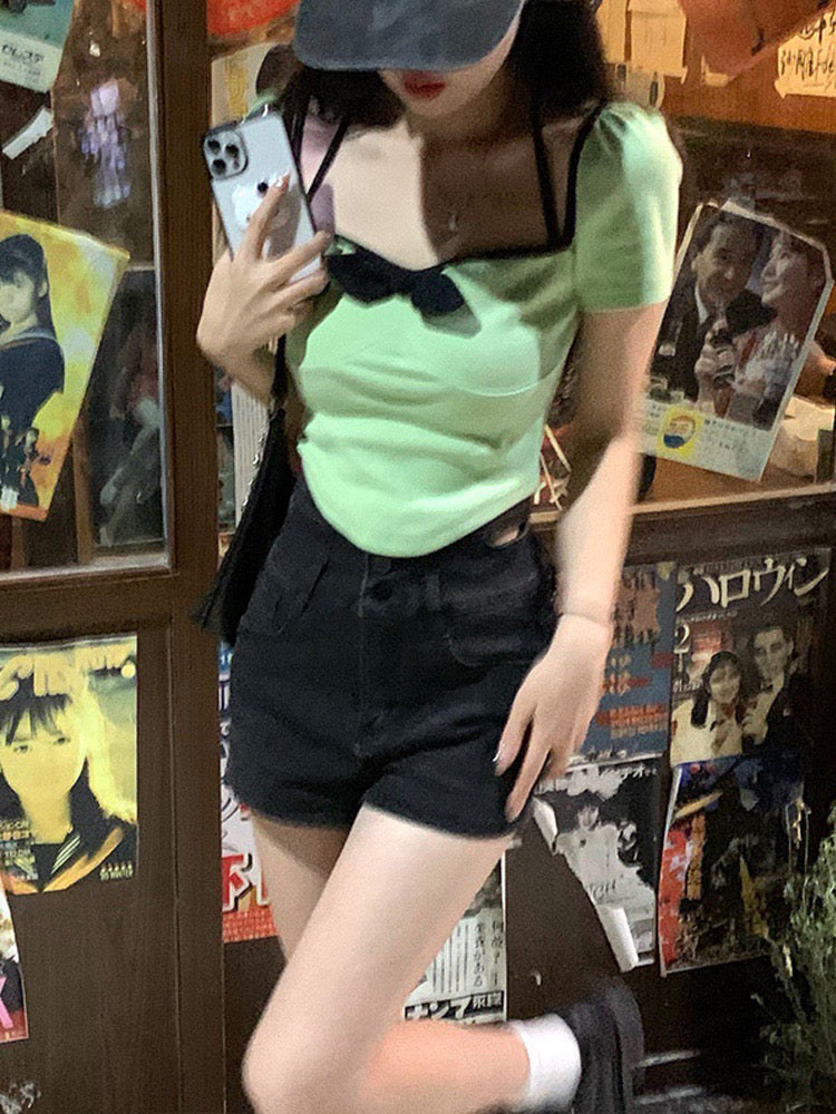 Contrasting Ribbon Ribbed Top
